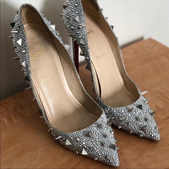 silver studded louboutins